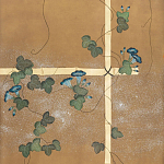 Обои ручная роспись Morning Glory Original colourway on gold metallic silk варинант исполнения - 1 | Loft Concept в Екатеринбурге