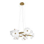 Люстра подвесная круглая с ветвистыми бронзовыми элементами и стеклянными рифлеными дисками Textured Glass Chandelier варинант исполнения - 3 | Loft Concept в Екатеринбурге