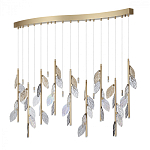 Люстра с золотистыми трубками и прозрачными стеклянными листьями на подвесах Sylva  варинант исполнения - 2 | Loft Concept в Екатеринбурге