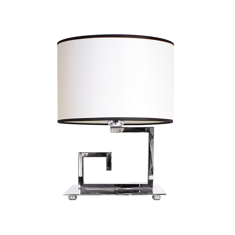 Настольная лампа с белым цилиндрическим абажуром с темной окантовкой Natural Concepts Черный Бежевый Хром в Екатеринбурге | Loft Concept 