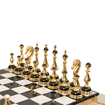 Шахматы из бронзы и натуральных камней Долерит и Мрамор с гравировкой Decorative Thematic Chess  варинант исполнения - 3 | Loft Concept в Екатеринбурге