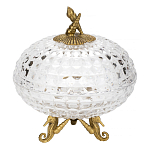 Конфетница прозрачная стеклянная на бронзовых ножках в виде морских коньков с крышкой в виде ракушки Eden Garden варинант исполнения - 1 | Loft Concept в Екатеринбурге