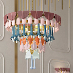 Люстра круглая с декором из разноцветных элементов в виде листьев Changing Seasons варинант исполнения - 11 | Loft Concept в Екатеринбурге