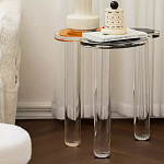 Дизайнерский журнальный стол с фигурной столешницей на 3-х прозрачных ножках Rahakif варинант исполнения - 2 | Loft Concept в Екатеринбурге