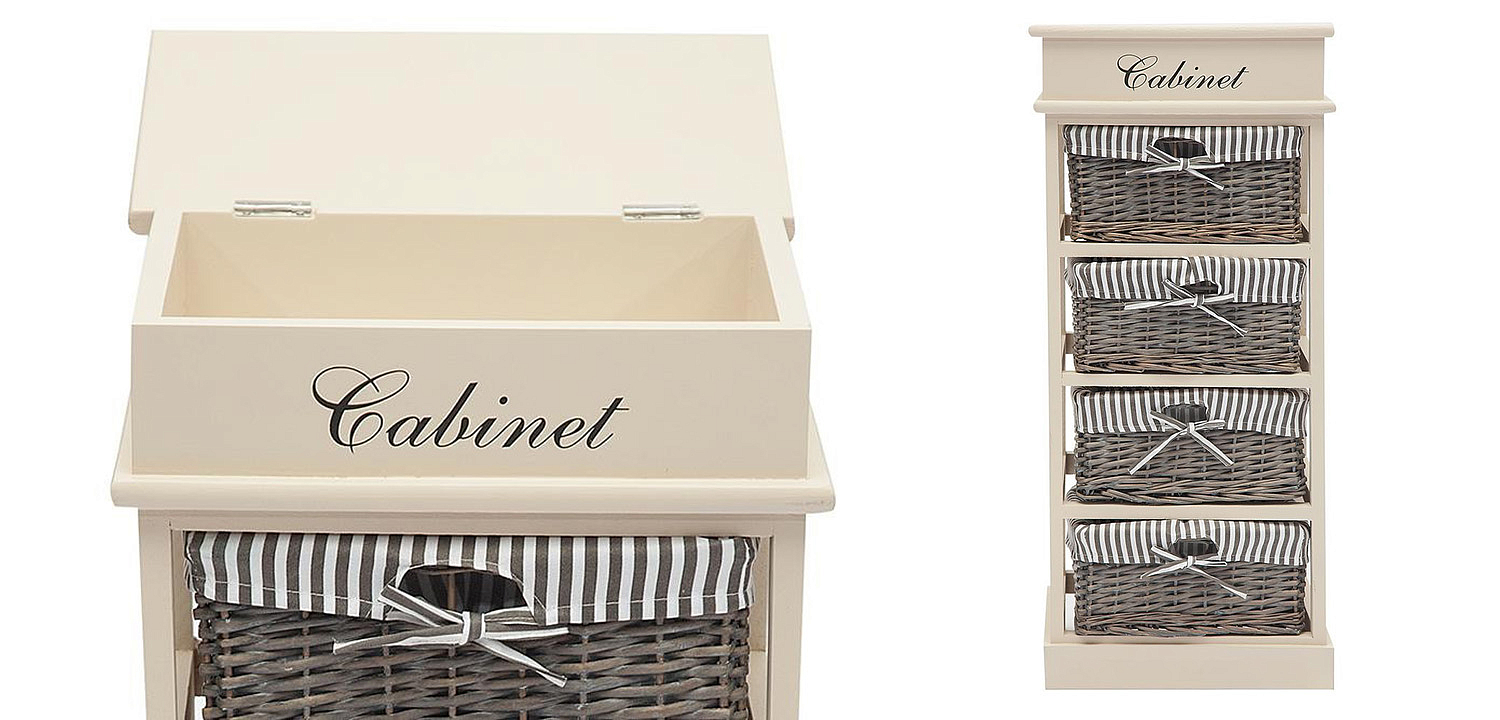 Тумба с 4 корзинами Provence Butter White 4 Boxes - Loft-Concept в Екатеринбурге