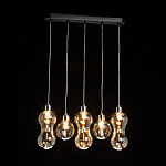 Люстра с 3-мя плафонами волнообразной формы цвета янтарь и 2-мя прозрачными шарообразными плафонами Lucid Rain  варинант исполнения - 3 | Loft Concept в Екатеринбурге