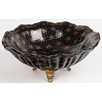 Блюдо черного цвета из фрафора на бронзовых ножках Eden Garden porcelain and bronze варинант исполнения - 2 | Loft Concept в Екатеринбурге