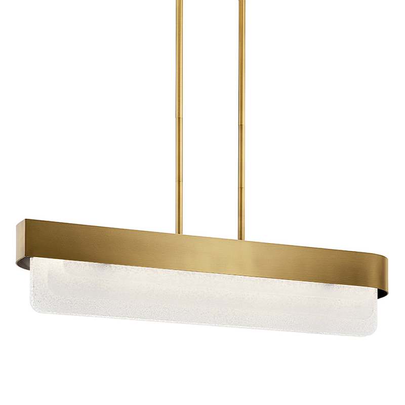 Люстра подвесная прямоугольная цвета латунь Kichler Латунь Прозрачное Стекло Белый в Екатеринбурге | Loft Concept 