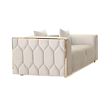 Диван двухместный  бежевый с золотым каркасом Bertrude варинант исполнения - 1 | Loft Concept в Екатеринбурге