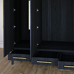 Большой Шкаф Primo Черный дуб с 3 дверьми и 3 выдвижными ящиками варинант исполнения - 7 | Loft Concept в Екатеринбурге