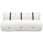 Двухместный диван без подлокотников белый с обивкой букле и ремешками из кожи Blaise Boucle Sofa варинант исполнения - 1 | Loft Concept в Екатеринбурге