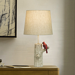 Настольная лампа с тканевым абажуром и основанием в виде птицы на дереве Simurq варинант исполнения - 2 | Loft Concept в Екатеринбурге