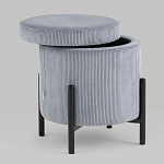 Серо-голубой пуф на черных ножках SANJAY варинант исполнения - 2 | Loft Concept в Екатеринбурге