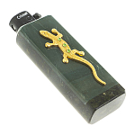 Зажигалка газовая из натурального камня Офиокальцит с декоративной металлической вставкой в виде ящерицы Metal Stone Lighters варинант исполнения - 3 | Loft Concept в Екатеринбурге