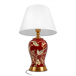 Настольная лампа бордовая с изображением птиц Slip Away варинант исполнения - 3 | Loft Concept в Екатеринбурге