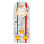 Часы погон МВД подарочные настольные из натурального камня Мрамор Military Clock варинант исполнения - 7 | Loft Concept в Екатеринбурге