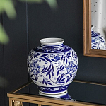 Ваза округлой формы с бело-синим цветочным орнаментом Blue & White Ornament  варинант исполнения - 5 | Loft Concept в Екатеринбурге