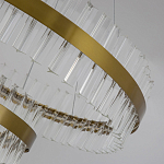 Люстра подвесная двухъярусная с золотистымыми кольцами и прозрачными стеклянными элементами Ring Horizontal варинант исполнения - 4 | Loft Concept в Екатеринбурге