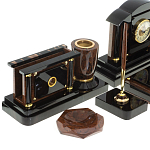 Настольный письменный набор с часами из природного камня обсидиана Peace Contract варинант исполнения - 3 | Loft Concept в Екатеринбурге