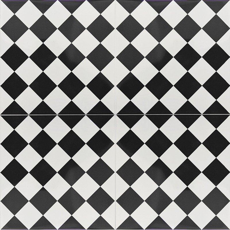 Дизайнерская плитка с узором Шахматка Белый Черный Синий в Екатеринбурге | Loft Concept 