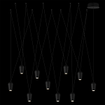 Подвесной светильник черными плафонами на длинных пересекающихся тросах Construction варинант исполнения - 8 | Loft Concept в Екатеринбурге