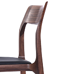 Стул деревянный с мягким сиденьем из черной натуральной кожи Moon Walnut Furniture варинант исполнения - 8 | Loft Concept в Екатеринбурге