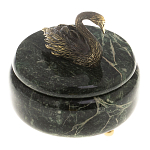 Шкатулка из натурального камня змеевик с фигуркой лебедя Stone Casket варинант исполнения - 2 | Loft Concept в Екатеринбурге