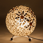 Настольная лампа из перламутра на металлическом каркасе Indonesian Ball варинант исполнения - 4 | Loft Concept в Екатеринбурге