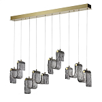 Подвесной светильник линейный с плафонами волнистой формы из фактурного стекла Big Wave варинант исполнения - 1 | Loft Concept в Екатеринбурге