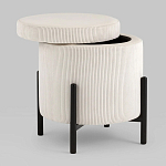 Молочный пуф на черных ножках SANJAY варинант исполнения - 2 | Loft Concept в Екатеринбурге