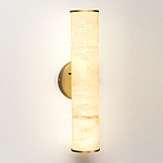 Бра с цилиндрическим плафоном из белого алебастра на круглом основании Латунь Cryptocrystalline Stone варинант исполнения - 1 | Loft Concept в Екатеринбурге