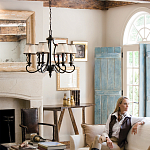 Люстра бронзового цвета с бежевыми абажурами из органзы в классическом стиле Hinkley варинант исполнения - 9 | Loft Concept в Екатеринбурге