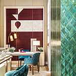 Обои ручная роспись в стиле Арт-деко Assemblage Original colourway on red silk dupion варинант исполнения - 3 | Loft Concept в Екатеринбурге