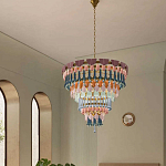 Люстра круглая с декором из разноцветных элементов в виде листьев Changing Seasons варинант исполнения - 6 | Loft Concept в Екатеринбурге