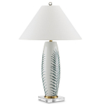 Настольная лампа овальная с тропическим принтом Stylized Aalm Leaves Motif варинант исполнения - 5 | Loft Concept в Екатеринбурге