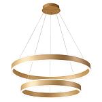Люстра подвесная светодиодная с двумя золотистыми кольцами Диаметр 80 см Ring Horizontal варинант исполнения - 1 | Loft Concept в Екатеринбурге
