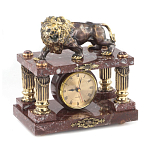 Часы настольные из креноида и бронзы с декором в виде льва Lion Stone Clock варинант исполнения - 2 | Loft Concept в Екатеринбурге