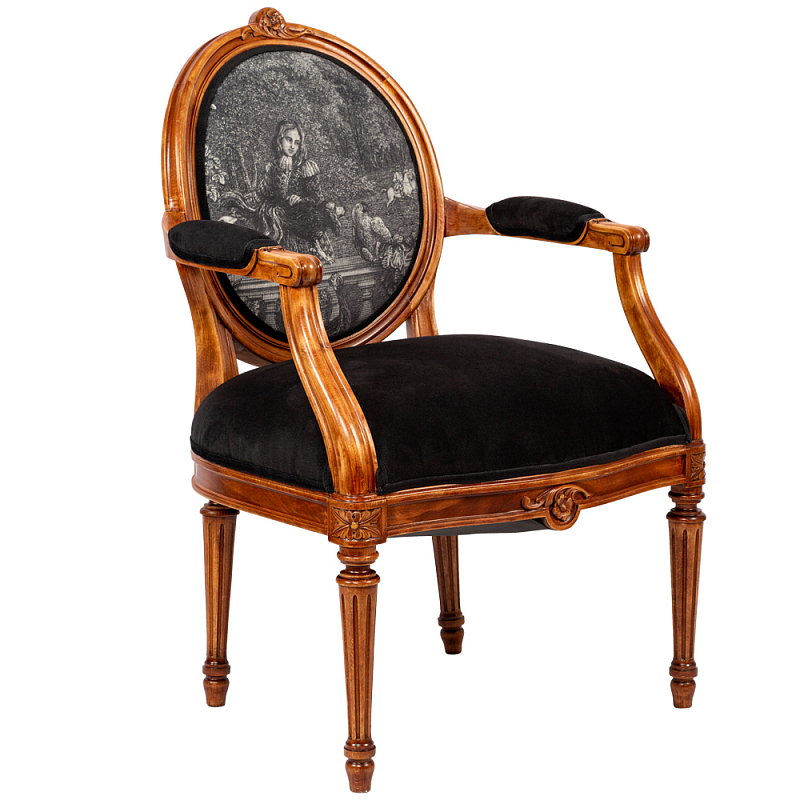 Кресло Marimon Armchair Left Черно-белый Коричневый в Екатеринбурге | Loft Concept 