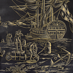 Обои ручная роспись Views of Italy Gold Outline варинант исполнения - 2 | Loft Concept в Екатеринбурге