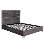 Кровать двуспальная серая с высоким мягким изголовьем Heart of the Bedroom варинант исполнения - 1 | Loft Concept в Екатеринбурге