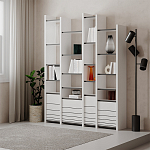 Стеллаж прямой ассиметричный с полками и 4-мя дверцами ARYA BOOKCASE WHITE варинант исполнения - 5 | Loft Concept в Екатеринбурге