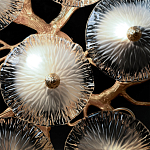 Потолочная люстра круглая ветвистыми бронзовыми элементами и стеклянными рифлеными дисками Textured Glass Chandelier варинант исполнения - 6 | Loft Concept в Екатеринбурге