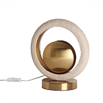 Настольная лампа с бежевым текстурным кольцом и латунным шаром в центре Tactile   варинант исполнения - 2 | Loft Concept в Екатеринбурге