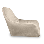 Барный стул со спинкой и подлокотниками на 4-х коричневых деревянных ножках Бежевый Велюр Ava Charm варинант исполнения - 2 | Loft Concept в Екатеринбурге