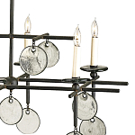 Люстра линейная черная с круглыми прозрачными подвесками  Horizontal Rectangular Chandelier варинант исполнения - 1 | Loft Concept в Екатеринбурге