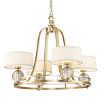 Люстра цвета латунь с 4-мя тканевыми абажурами и стеклянными шарами Quoizel варинант исполнения - 1 | Loft Concept в Екатеринбурге