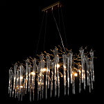 Люстра подвесная прямоугольная с бронзовыми акцентами и прозрачными стеклянными каплями Droplet Chandelier варинант исполнения - 4 | Loft Concept в Екатеринбурге