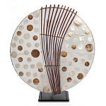 Настольная лампа из перламутра и дерева на подставке Indonesian Round Shell варинант исполнения - 2 | Loft Concept в Екатеринбурге