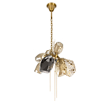 Люстра подвесная со стеклянными плафонами из дымчатого и золотистого с тремя вертикальными подвесками Gilded Mirage  варинант исполнения - 5 | Loft Concept в Екатеринбурге