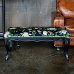 Банкетка из натурального бука черная с изображением птиц и цветов Blooming Birds варинант исполнения - 2 | Loft Concept в Екатеринбурге